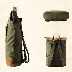 KP3  VINTAGE TAR III™ Rucksack Canvas mit Leder Damen / Herren  - dunkelgrau 17"